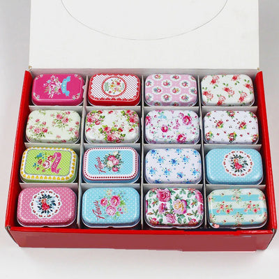 Teenytopia Trinket Tins - Retro Roses - Cute little metal tins adorned with delicate floral patterns in an assortment of colours.