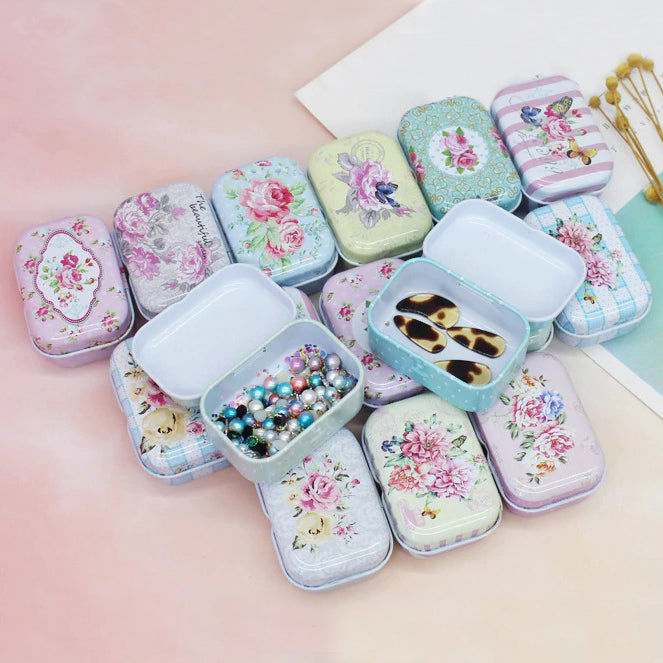 Teenytopia Trinket Tins - Bountiful Blooms - Cute little metal tins adorned with delicate floral patterns in an assortment of colours.