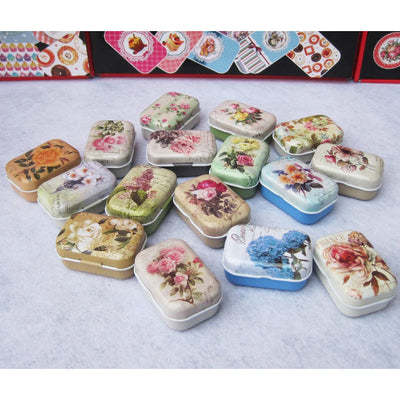 Teenytopia Trinket Tins - Vintage Varieties - Cute little metal tins adorned with delicate floral patterns in an assortment of colours.