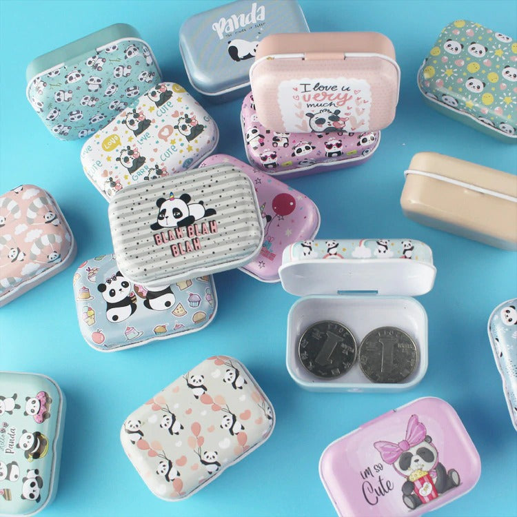 Teenytopia Trinket Tins - Playful Pandas - Cute little metal tins adorned with colourful panda designs in an assortment of colours and styles. 